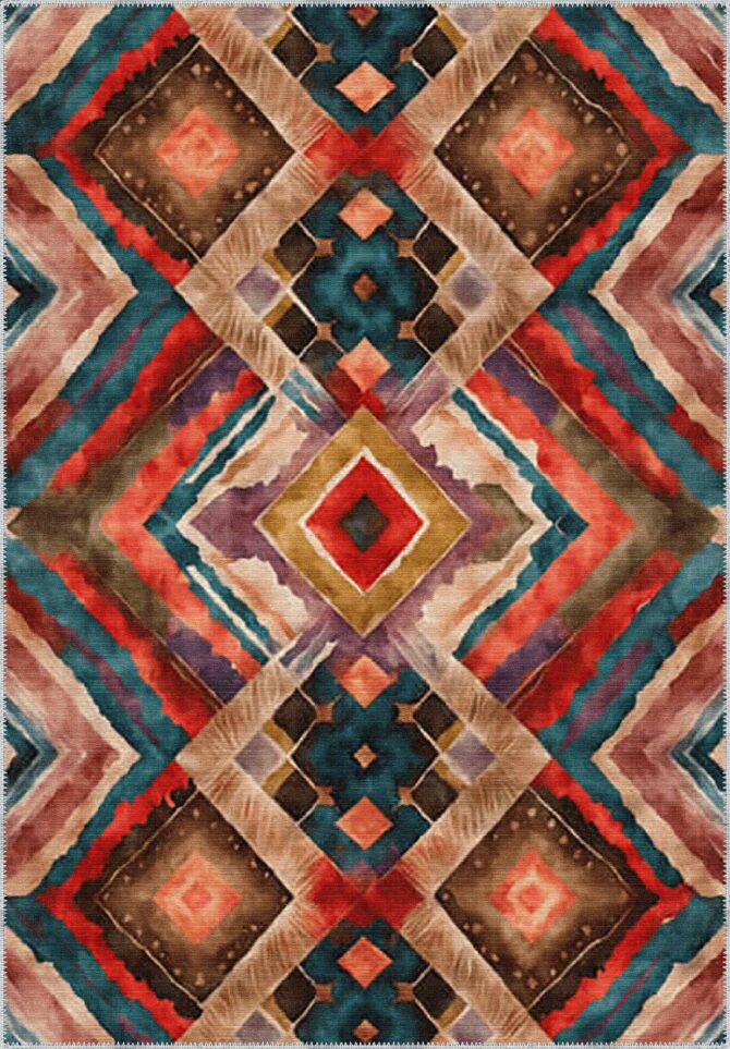 Geometry of the Steppe - Washable Rug