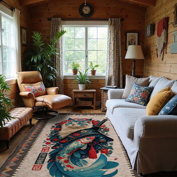 Bazzano Home Yıkanabilir, Dijital Baskı Halı – BZN - Cat - Samurai